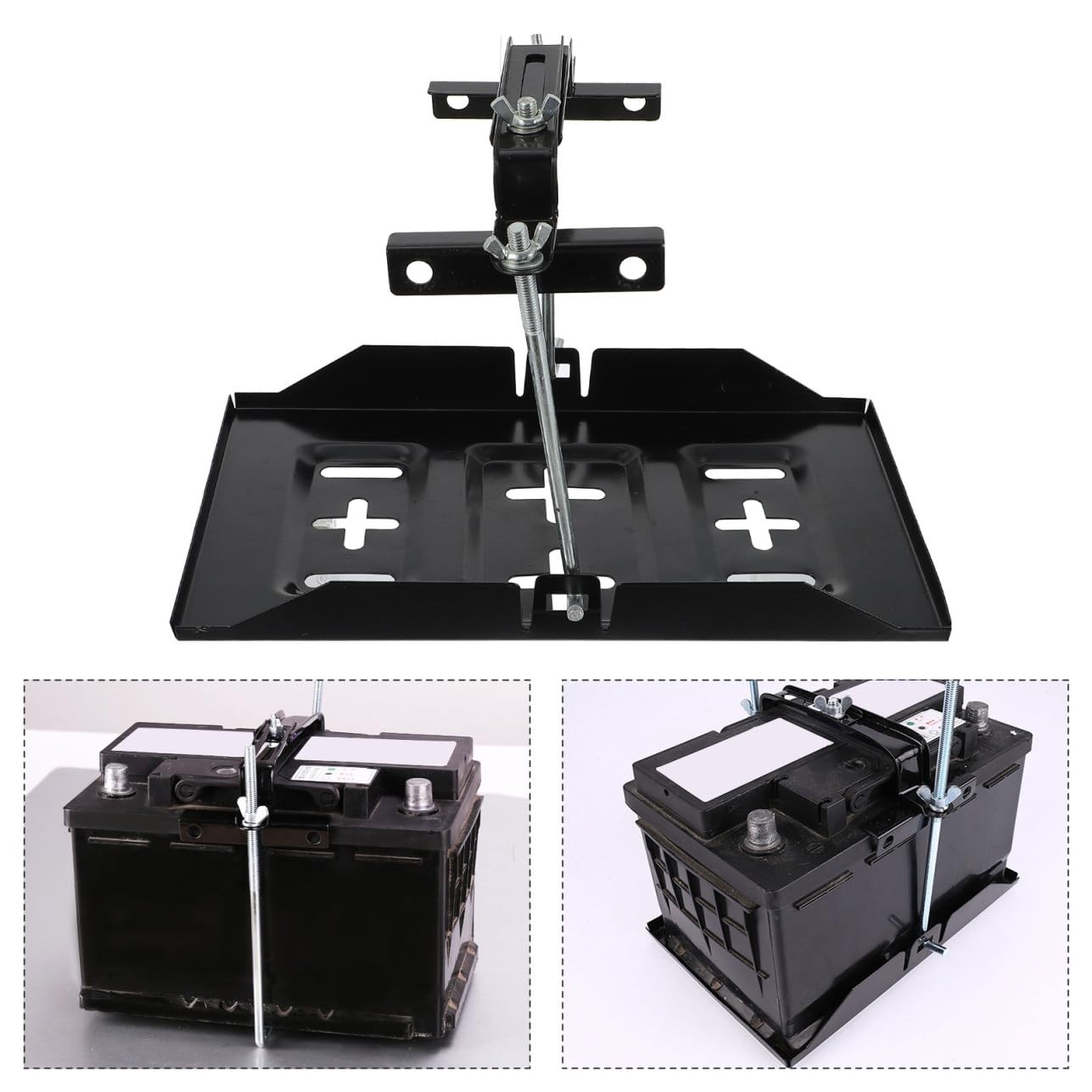 Support Fixation Batterie Voiture Antirouille Kit de Fixation de Batterie Auto et Stable Montage Facile pour Maintien Sécurisé