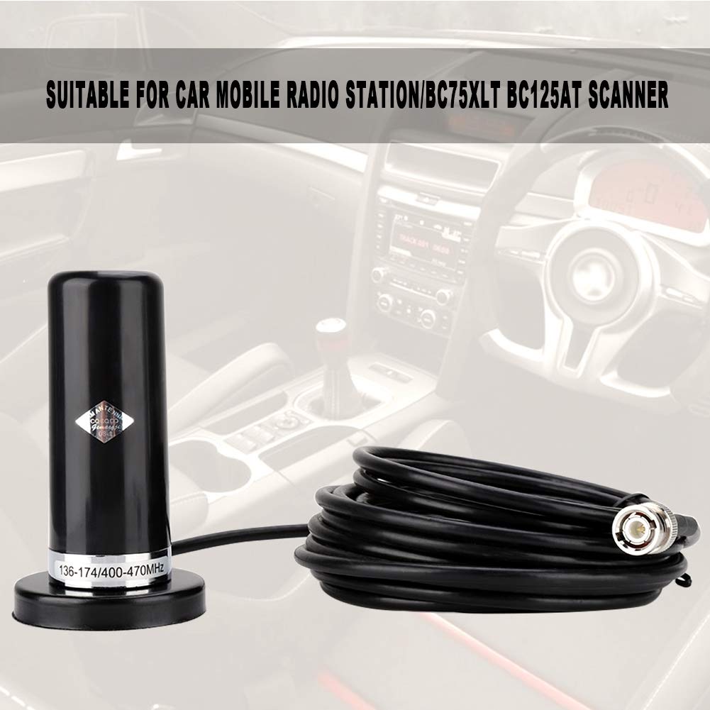 Antena de radio VHF UHF, para vehículo/coche móvil VHF/UHF de doble banda BNC macho escáner base magnética compatible con BC75XLT BC125AT para estación de coche