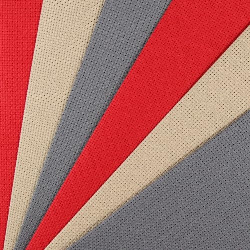 Image of KCS 6 pc of 12 inch x 18 inch(30cmx45cm) 14CT Counted Cotton Aida Cloth Cross Stitch Fabric (Red+Khaki+Dark Grey)