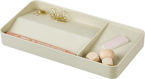 BLUE GINKGO Bandeja de escritorio, organizador hecho en Corea para notas, bolígrafos, lápices y accesorios (doble cara, beige)