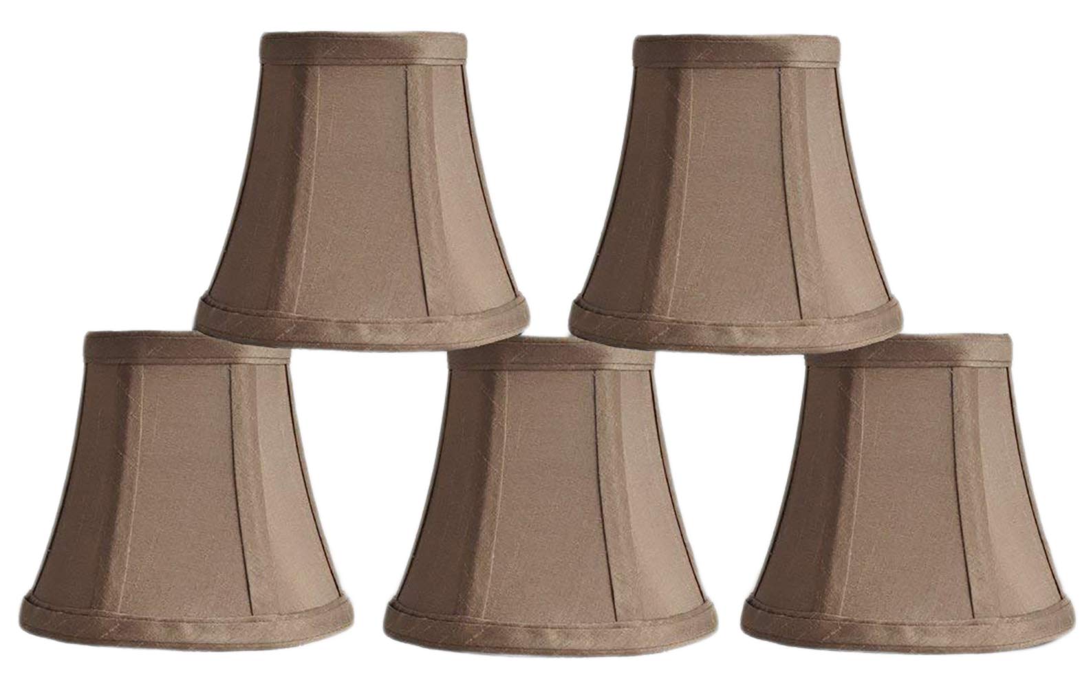 Urbanest Set of 5 Chandelier Mini Lamp Shades 5-inch, Bell, Clip On, Taupe