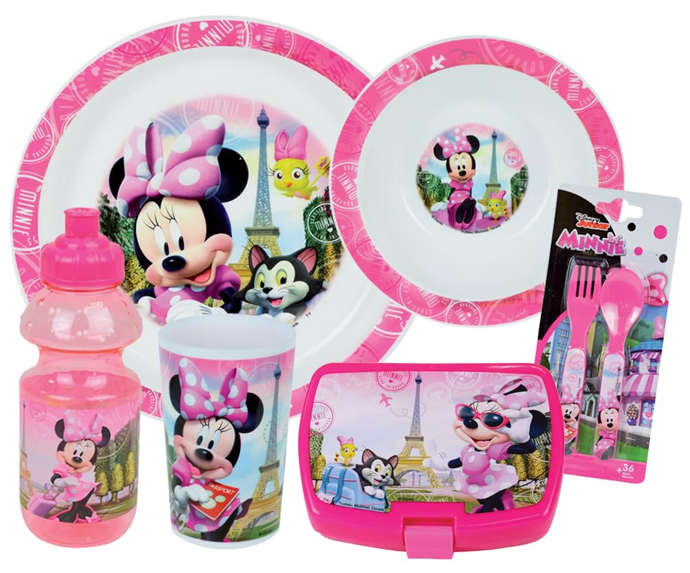 Le Roi Lion - Lot Vaisselle 7 Pièces Réutilisable Enfant : Assiette Creuse 16 Cm, Assiette Plate 22 Cm, Mug 350 Ml, Verre 220 Ml, Gourde 350 Ml, Boîte Goûter + Couverts Simba Nala Timon Pumba