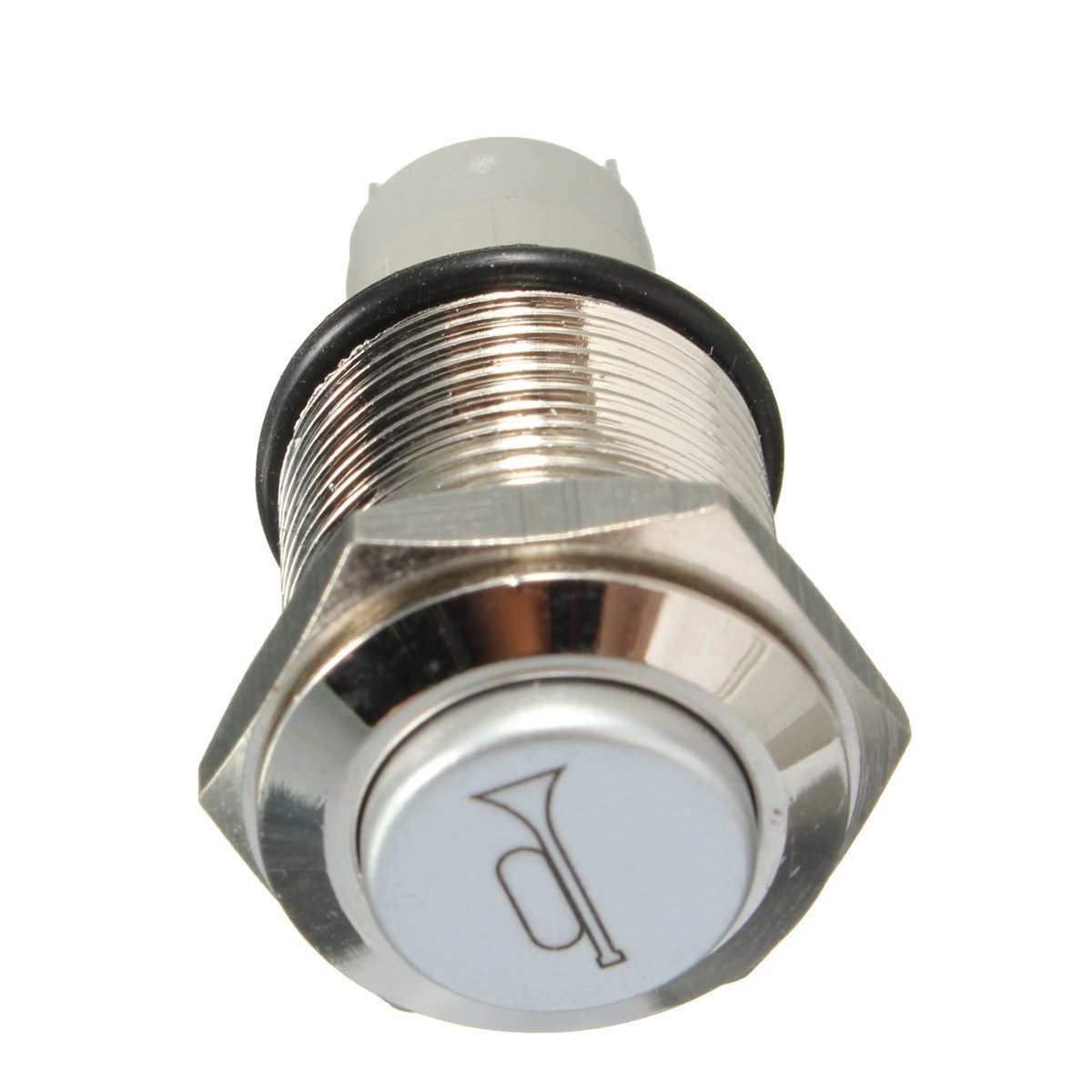 Interruttore a Pulsante Momentaneo in Metallo, 12V 16mm, Impermeabile, Argento, per Clacson Auto
