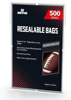 Resealable Team Set Bags - 500 ct |4 Pack X 125/Bag, Archival Quality Polypropylene Resealable Card Sleeves Compatible with Toploaders, Standard Cards and Magnetic Holders