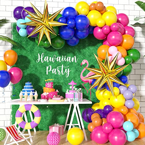 Tropical Balloon Arch Kit, 104Pcs Tropical Balloon Garland Hot Pink Green Yellow Orange Purple Blue Hawaiian Balloons Birthday Themed Party Decorations, Beach Theme Party Decorations #TOP8