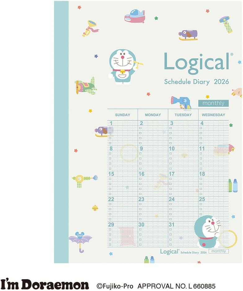 Nakabayashi Logical Diary 2026 Monthly Note Type SD/B6 Doraemon NS-B602-26SDA1 [PT1]