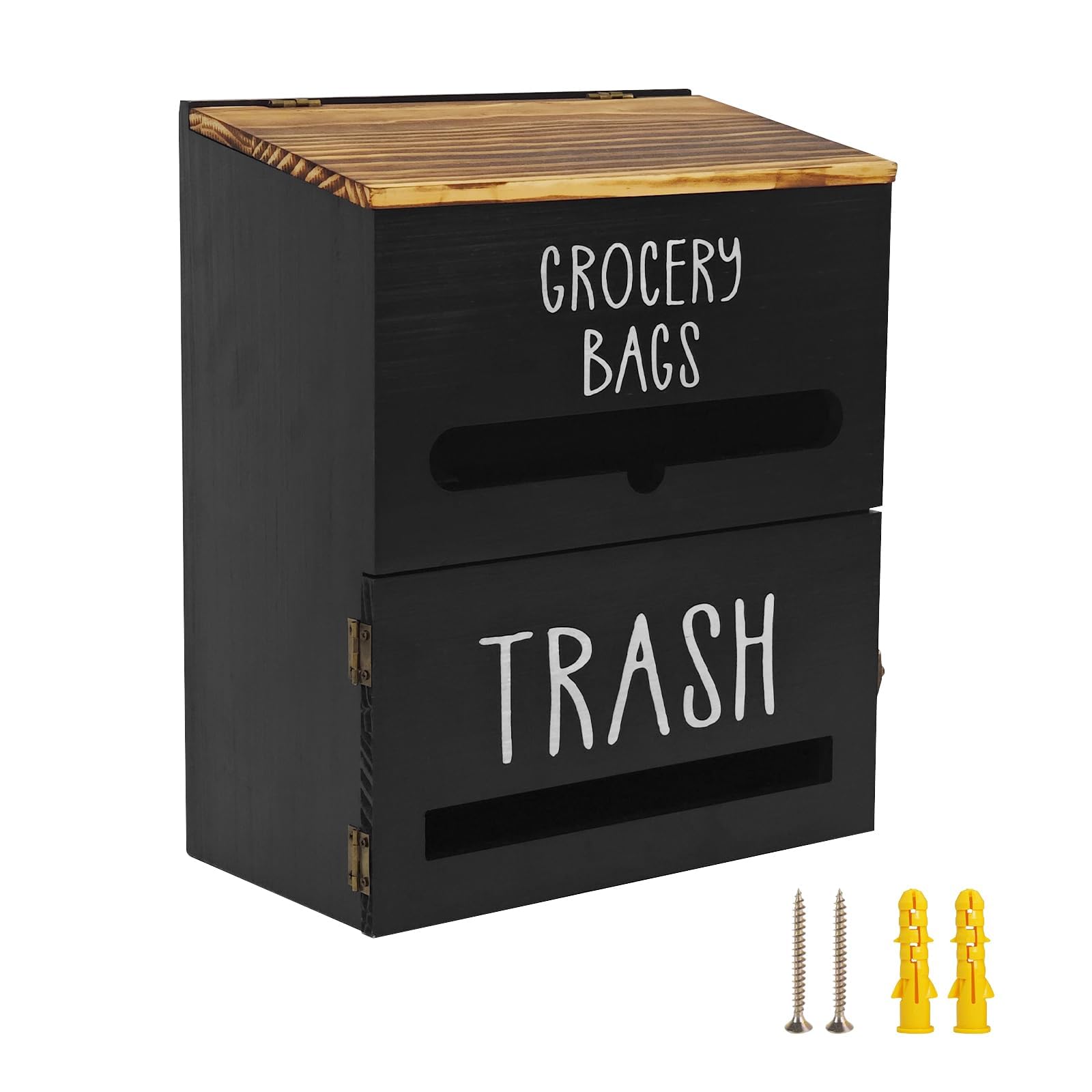 Xinsheinelry Sturdy Wooden Waste Bag Dispenser with Double Storage and Wall Mounting Feature Multipurpose Bag Planner