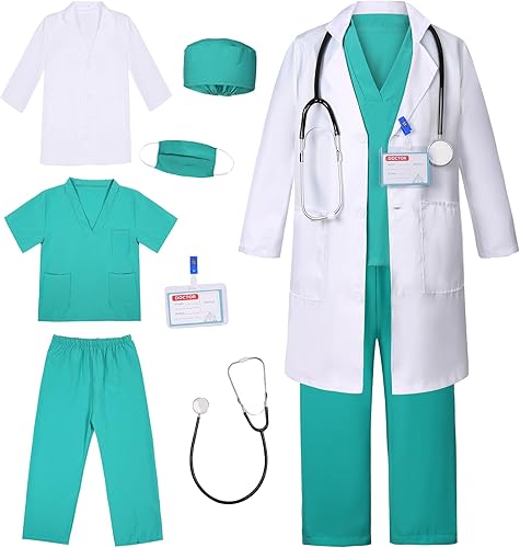 SIZGAROOT Disfraz de médico para niños, disfraz de médico para niñas y niños, disfraz de fiesta de Halloween