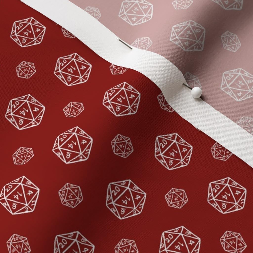 Spoonflower Fabric - Burgundy Dice Gaming Dragons Red Printed on Cotton Poplin Fabric by The Yard - Sewing Shirting Quilting Dresses Apparel Crafts
