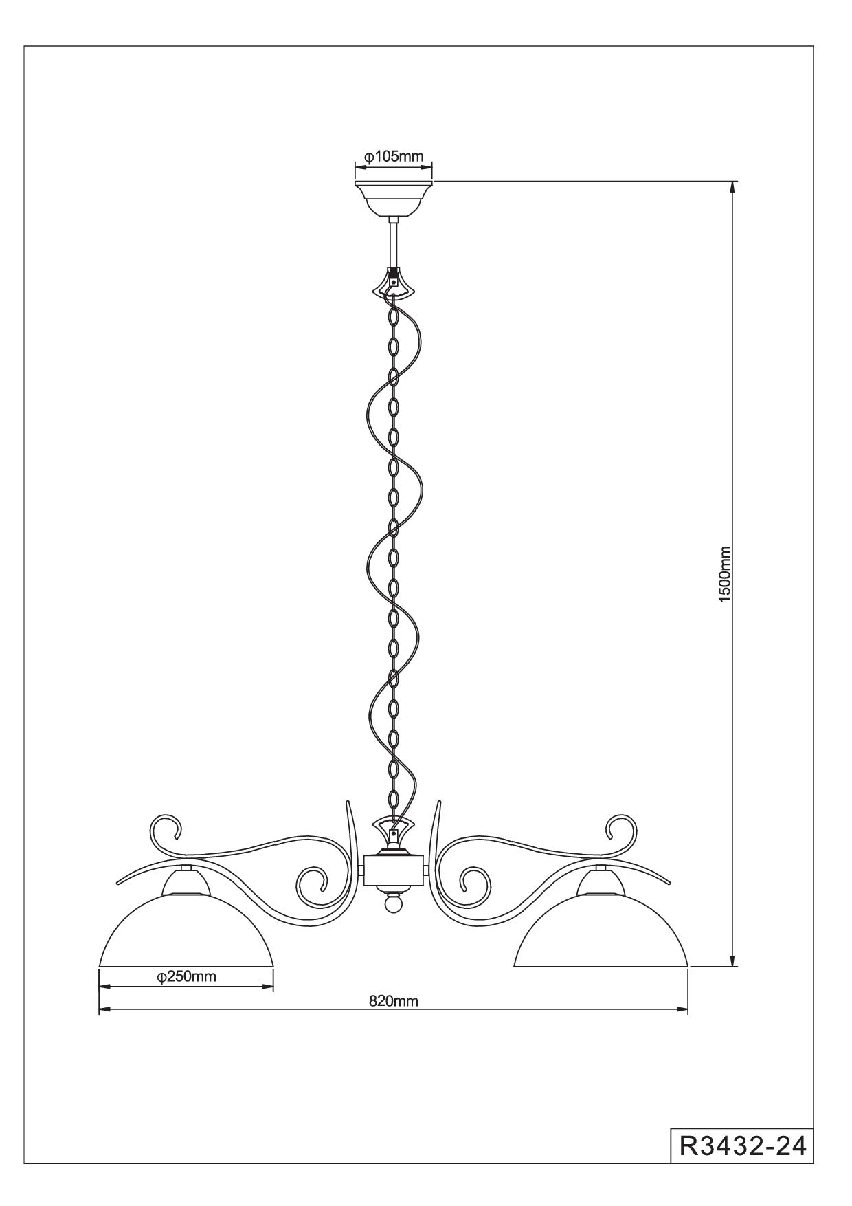 Trio R3432-24 Country Sospensione, 2 Luci, Stile Antico, 78 cm