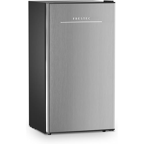 Frestec 3.2 Cu. Ft. Mini Fridge with Freezer Small Refrigerator, Mini fridge for Bedroom, Dorm, Single Door, Energy Saving, Low Noise, Mini Fridge for Office (Grey)