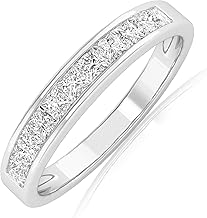Houston Diamond District 0.5 to 4 Carat LAB GROWN Princess Cut Channel Set Women's Diamond Wedding Band Ring (E-F Color VS1-VS2 Clarity)