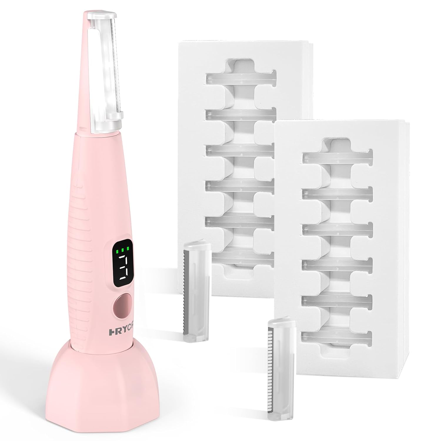 Sonic Dermaplaning Tool, Rechargeable Face Exfoliator with 22,000 Vibrations/Min & 12 Blades (6 Coarse + 6 Fine), Painless Peach Fuzz Removal for Women, Home Facial Hair Razor System with LED Light