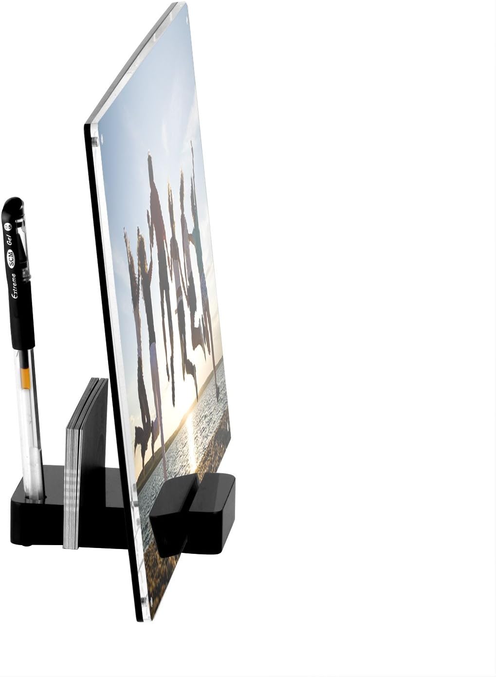 home office ki Acrylic Magnetic Picture Frame, Photo Frames with Bussiness Card and Pen Holder Desktop Only A4 Letter Size(A4 8.3x11.7 inch rectangle base)