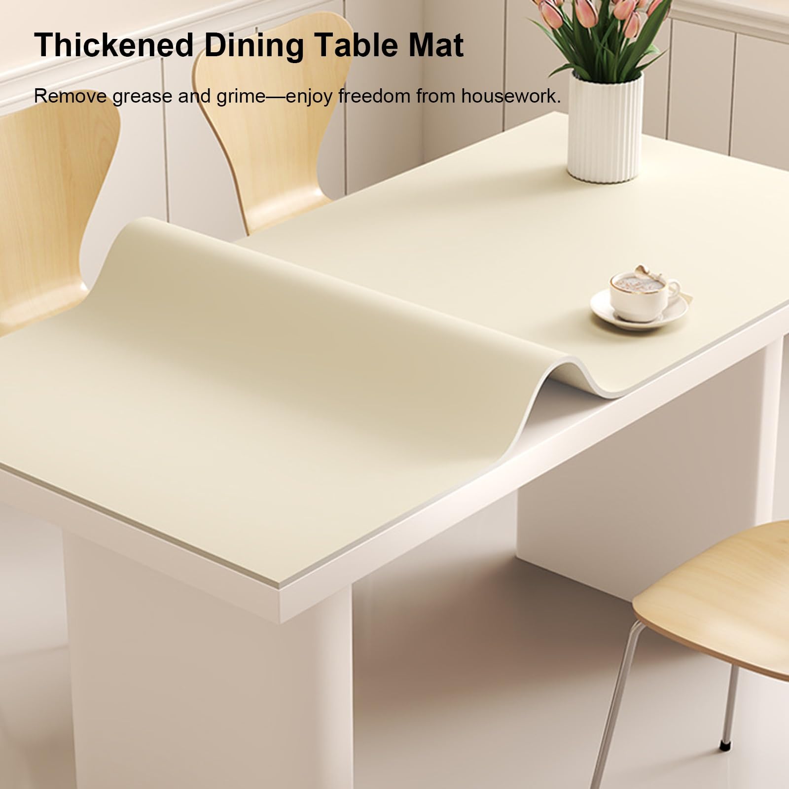 Silikonmatte Groß, Hitzefest & Rutschfest mit 3,5 mm Dicke, Tischunterlage/Unterlage für Arbeitsplatten, Bastel- & Kunsttisch, PVC(White,85 x 160 cm)