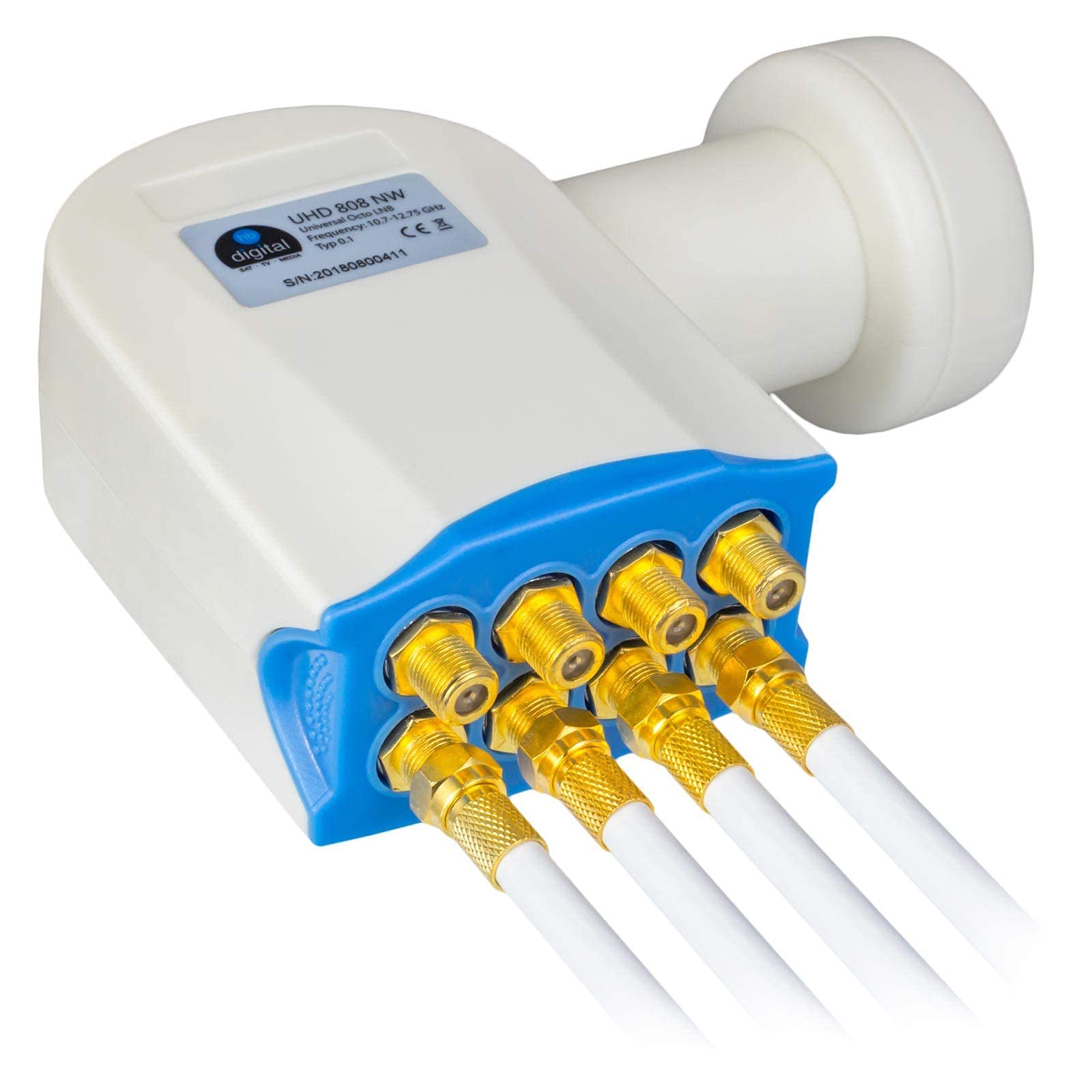 hb-digital Octo Ultra LNB NW LNC pour 8 participants/récepteurs [Test TRÈS BON] Connexion directe Full HDTV 4K - Contacts dorés - Capuchon de protection contre les intempéries (coulissant) - Avec 16