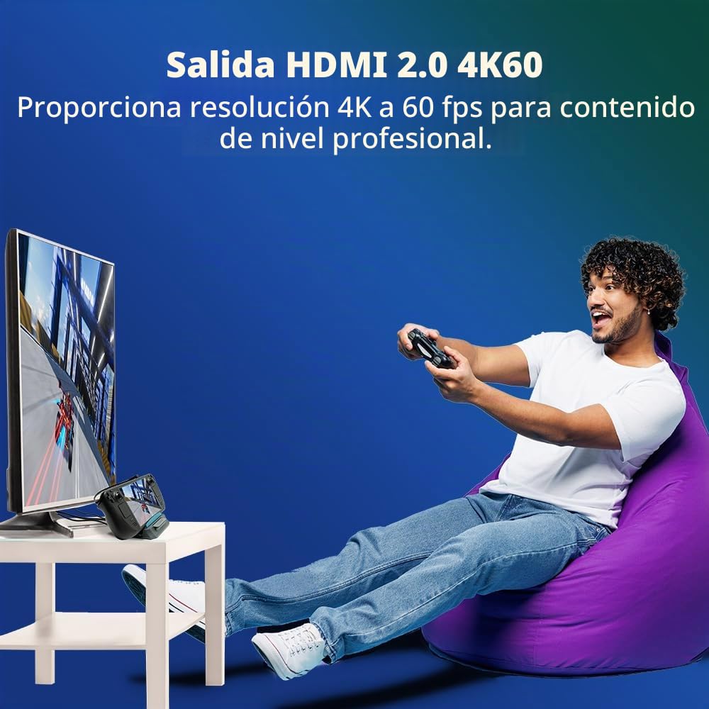 AVerMedia GC515 X’TRA GO - Dock Steam Deck con captura 4K30, salida HDMI 4K60, carga USB-C 65W, hub USB, grabación sin PC, Switch, ROG Ally, iPad, iPhone, Mac, Win