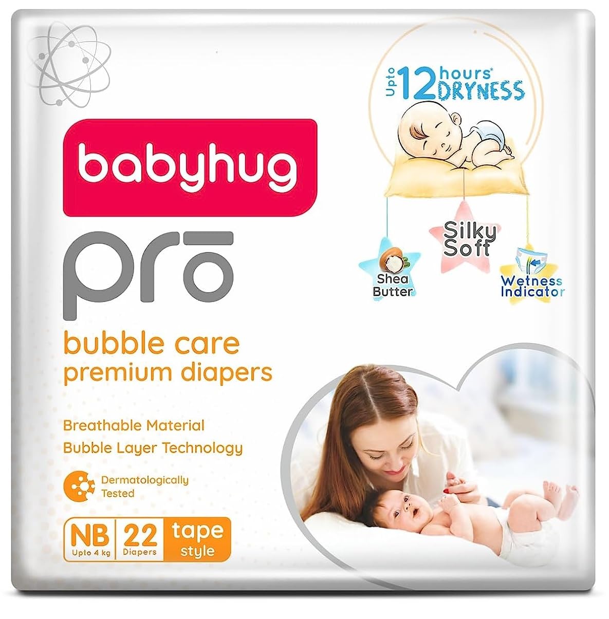 Babyhug Pro Bubble Care Premium Tape Style Diaper for New Born (NB) Size - 22 Pieces (0 to 4) kg-image-1