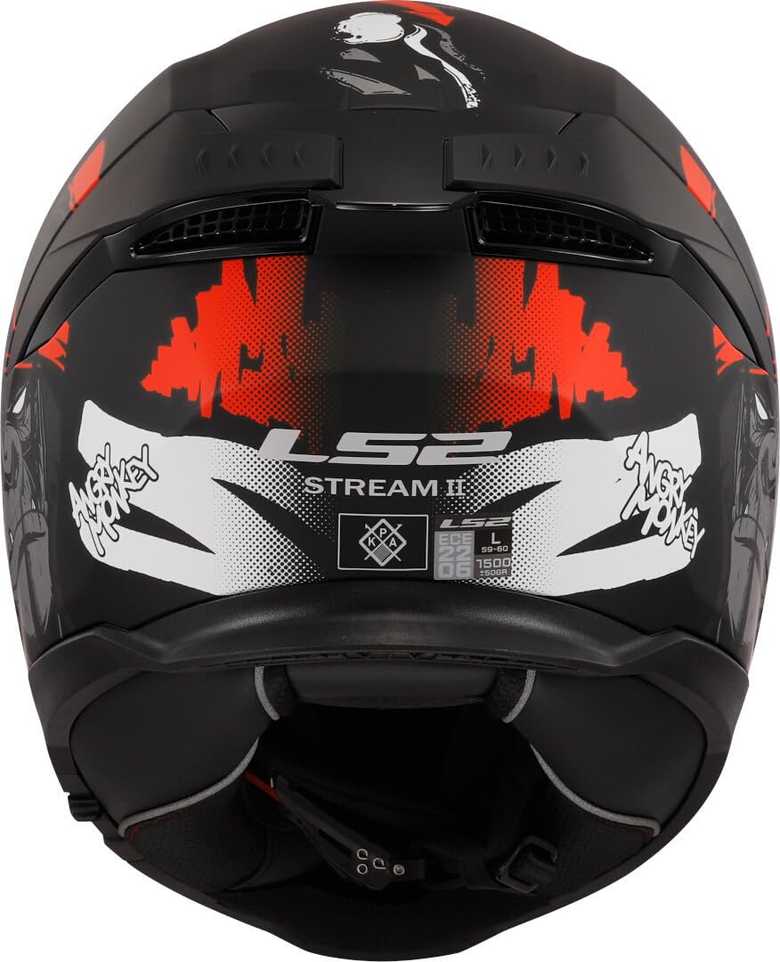LS2, Casco Moto Integrale STREAM II ANGRY MONKEY Matt Black Red, S