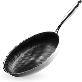 Onyx Cookware Frying Pan 24 cm | Coated Pan Induction | For All Hobs | Scratch-Resistant Non-Stick Surface | 3-Layer Stainless Steel/Aluminium | Oven Safe up to 260°C | PFAS-Free Stainless Steel