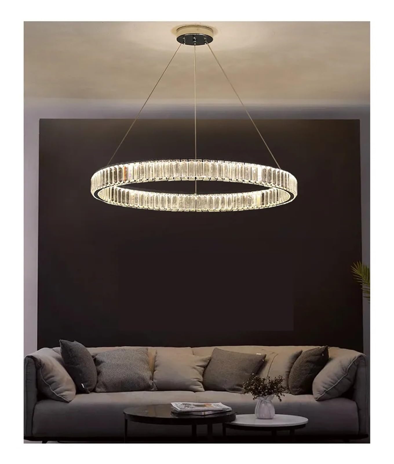 Generico Lampade a sospensione, Lampadario di cristallo for soggiorno postmoderno, luci a sospensione dimmerabili telecomandate, lampada a regolabile in acciaio dorato lusso(A D100cm,3COLOR_CHROME)