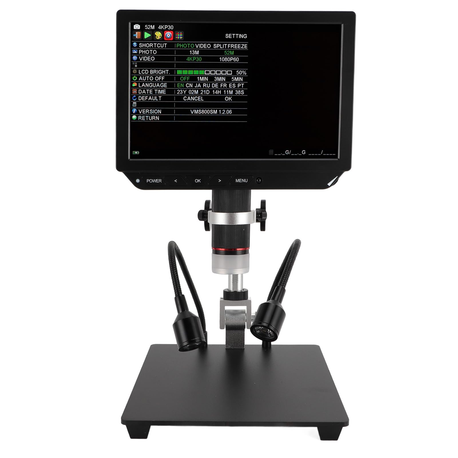 LCD-Digitalmikroskop Professionelles Tragbares 8-Zoll-Digitalmikroskop HD-Objektiv für die Inspektion von Elektronik-Leiterplatten und die Betrachtung von Textilien