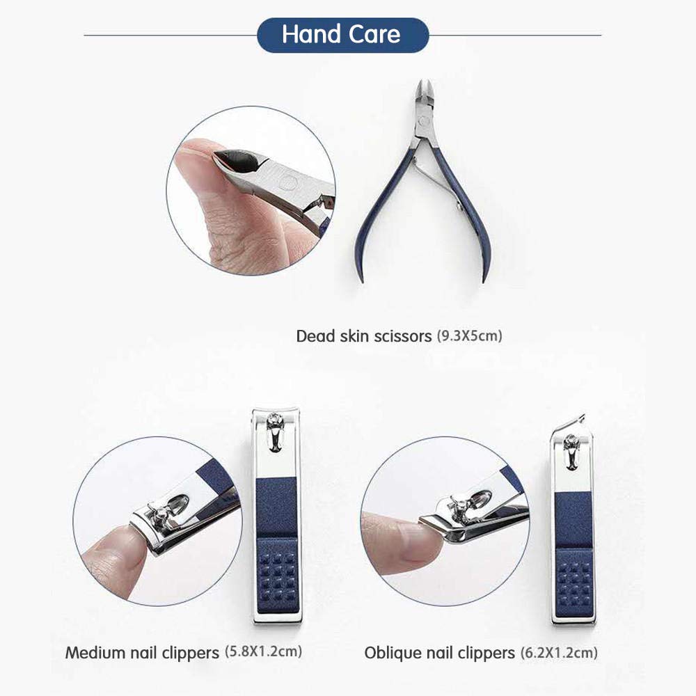 Professionelles Nagelknipser-Set, scharfer Nagelschneider aus Edelstahl, Pediküre- und Maniküre-Set mit Cortex-Metallgehäuse für Unisex-Blau_4-teiliges Set (Blau 16)