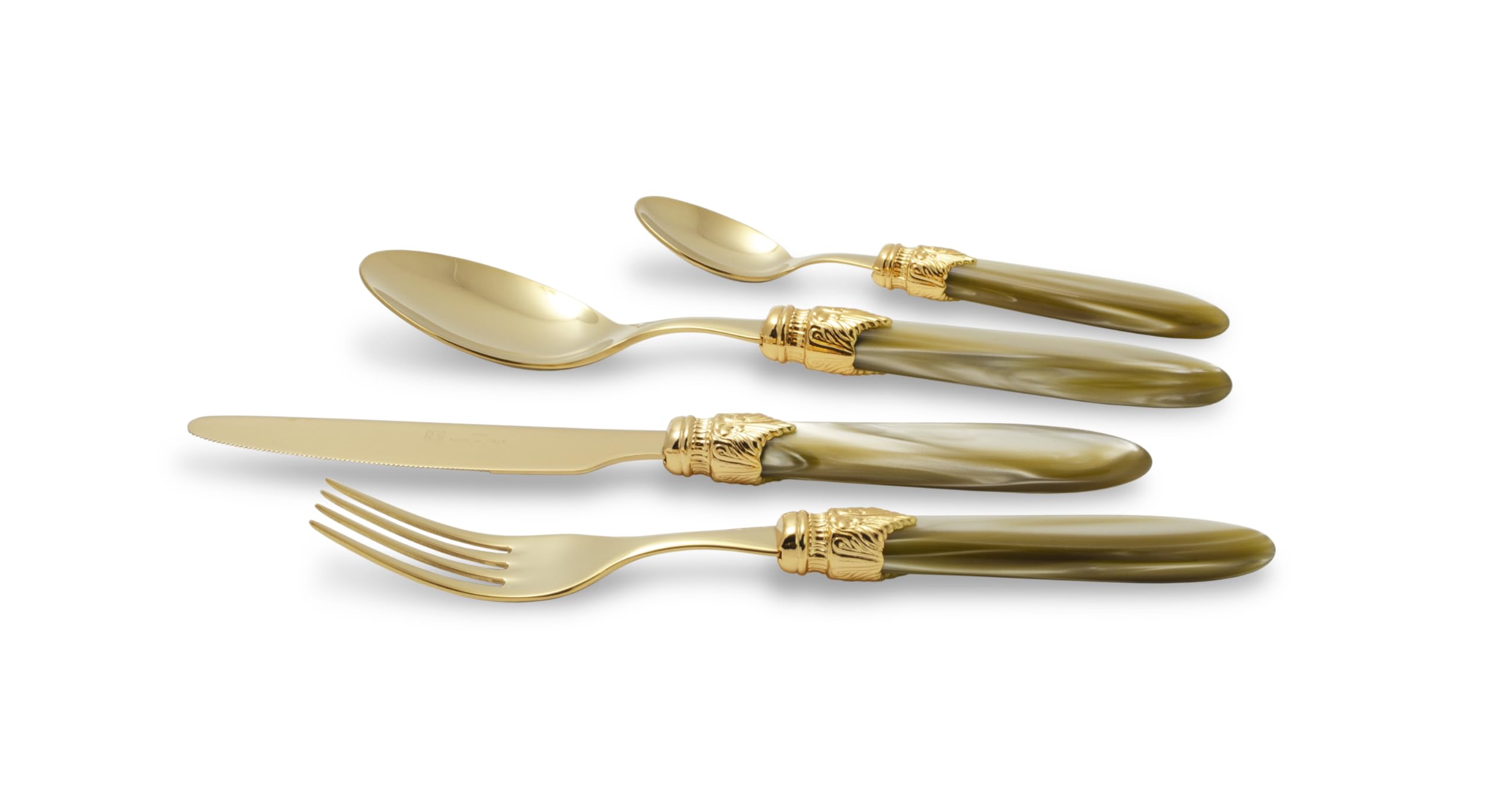Rivadossi Sandro 43OR04T02 Posto Tavola, 4 Pezzi-Laura-100% Made in Italy, Artigianalità e Design, Acciaio Inox 18/10, Oro Champagne