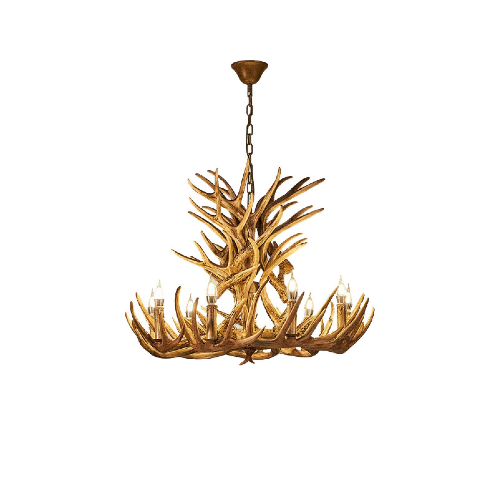 HYJAUSXB Chandelier,Faux stag Light Vintage Style rustic lamp,Rustic Hanging Lights for Dining Room,Living Room,Bar,Cafe,Corridor(B, Brown)