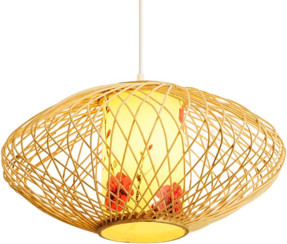 Genérico Lámpara colgante de estilo chino, pantalla lámpara, jaula sintético, luces colgantes techo, 1 paquete, accesorios iluminación mimbre tejidos hechos a mano,lámpara de araña