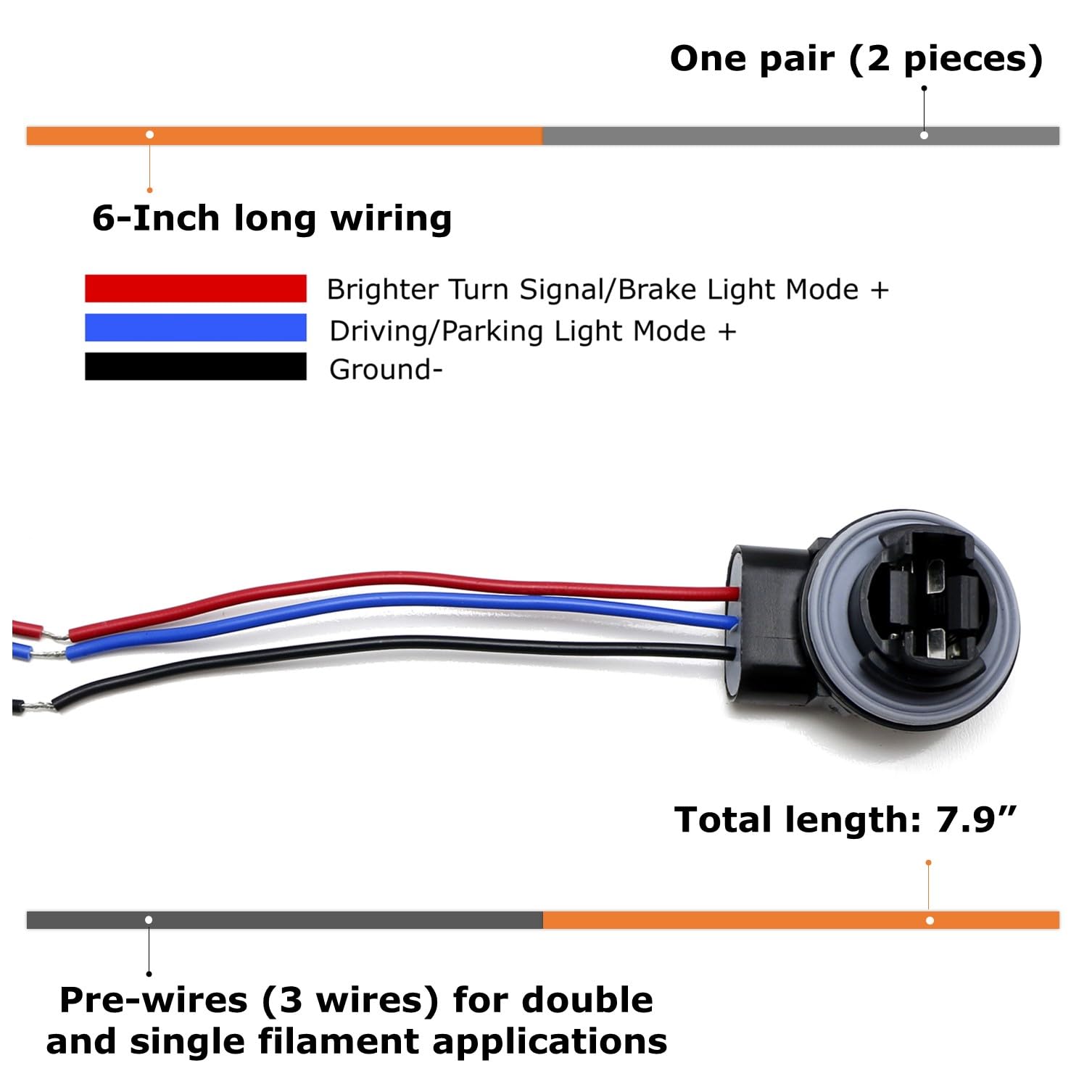 1157 Led Bulb 2pcs 3157 4157 Bulb Socket Brake Turn Signal Light Harness Wire Plug Connector E Vim Tools - Foto 8