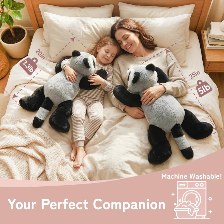Image of Niuniu Daddy 25 inch 5lb Raccoon Weighted Stuffed Animal forKids and Adults, Soft Sensory Plush Body Pillow for Calming Support, Large Animal Toy for Everyday Comfort