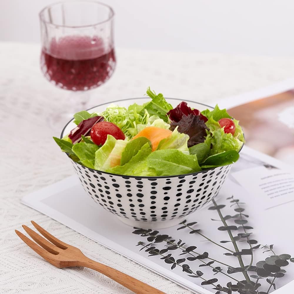 Ciotola Colazione Ciotole Ceramica Nere - Scodella Colazione Cucina 700 ml - Scodelle Porcellana per Insalata | Zuppa | Cereali | Poke | Riso - 15 cm - Adatto a Microonde e Lavastoviglie - Set di 6