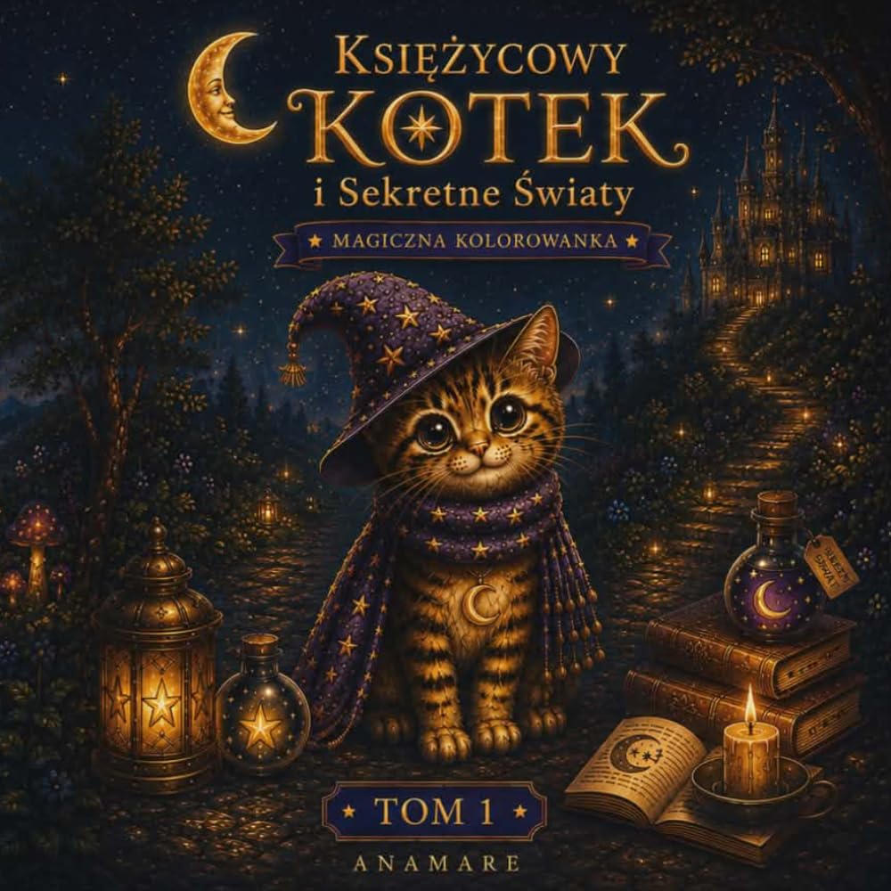 Księżycowy Kotek i Sekretne Światy: Kolorowanka Fantasy