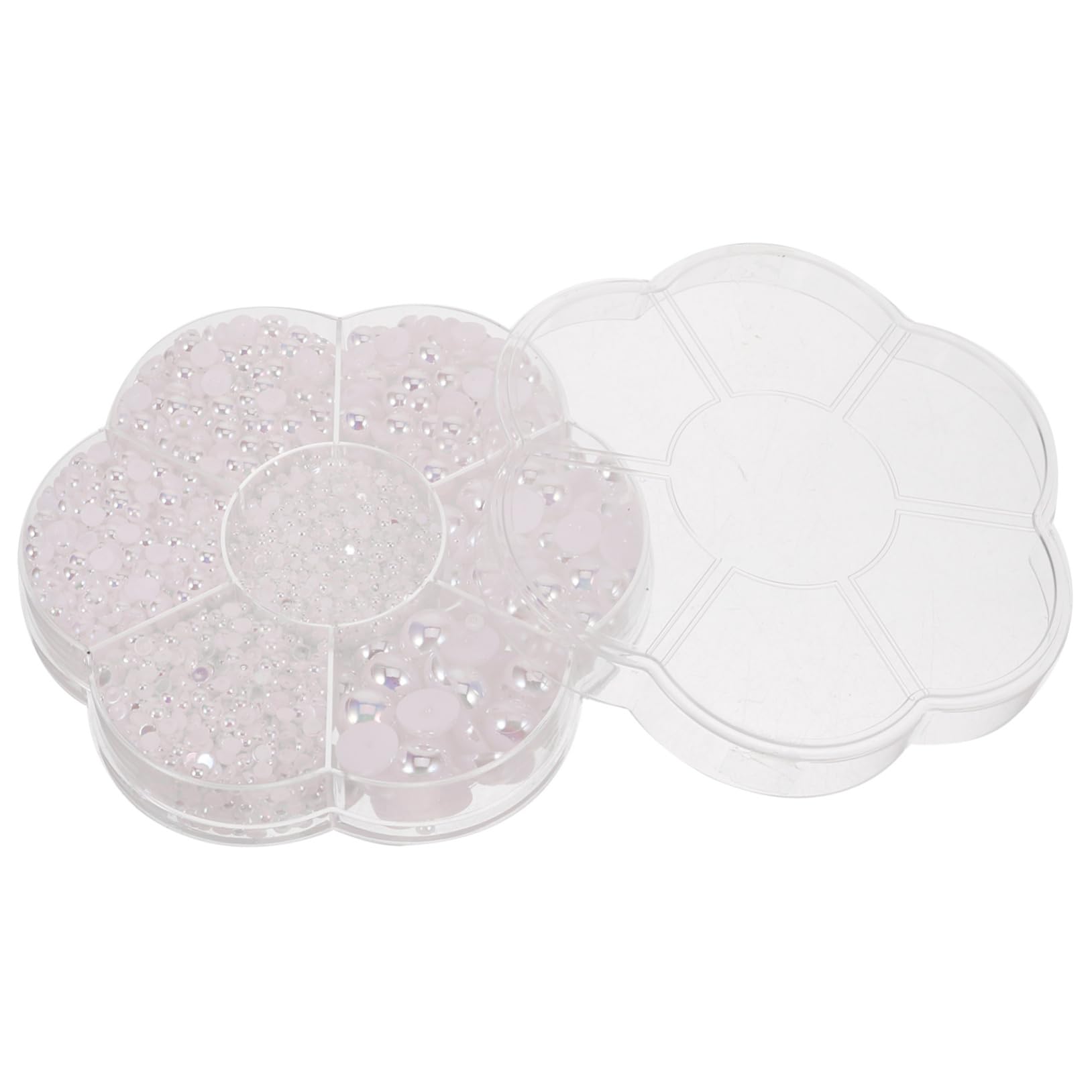 Didiseaon Pearl Nail Charms Half Round Nail Pearls Rose Nail Charms Pearl Nail Gems DIY Nail Art Charms