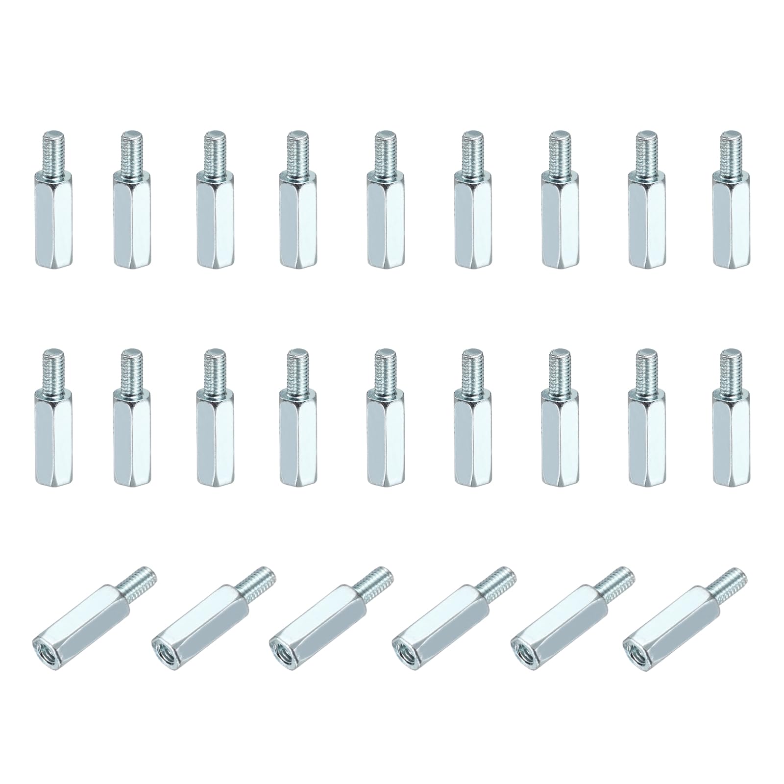 PATIKIL 48pcs M3x12mm+6mm Male Female Hex Standoff, Zinc Plated Iron PCB Motherboard Spacer Standoffs for Computer Cases Circuit Boards FPV Drone Quadcopter, Silver
