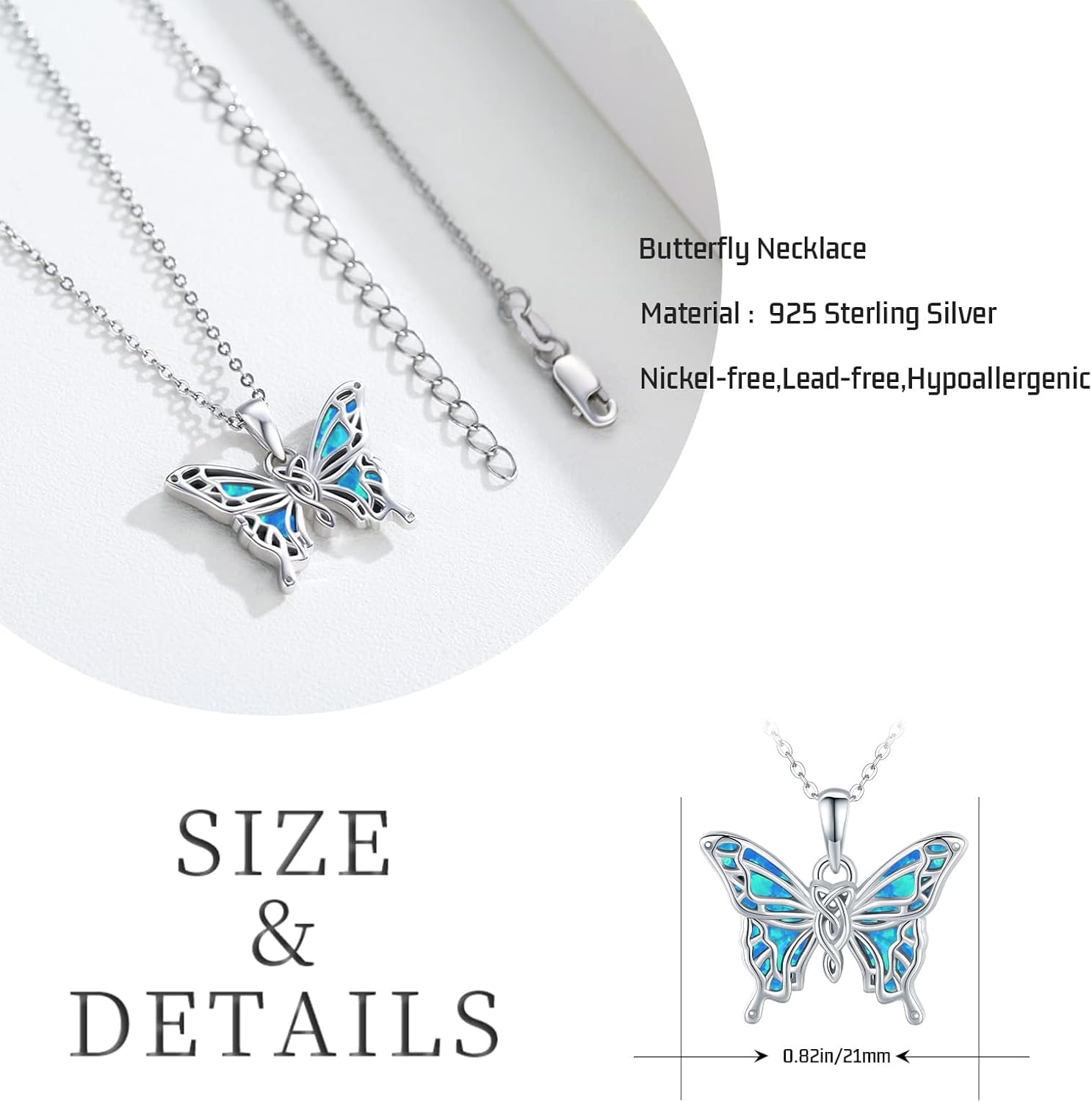 Butterfly Necklaces for Women 925 Sterling Silver Butterfly Jewelry Butterfly Pendant Necklace Gifts for Girlfriend Valentine's Day Christmas - Image 4