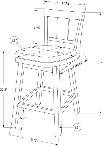 Miniatura 3 de Monarch Specialties I 1233 Taburete de bar, juego de 2, giratorio, altura de mostrador, cocina, madera, aspecto de piel sintética, blanco, gris, de