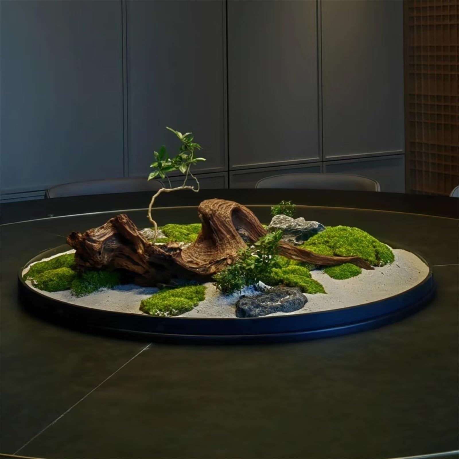 Wazon Ikebany Minimalistyczna, żelazna sztuka krajobrazu, okrągła taca do układania kwiatów i bonsai Doniczka do kompozycji kwiatowych(Mały)