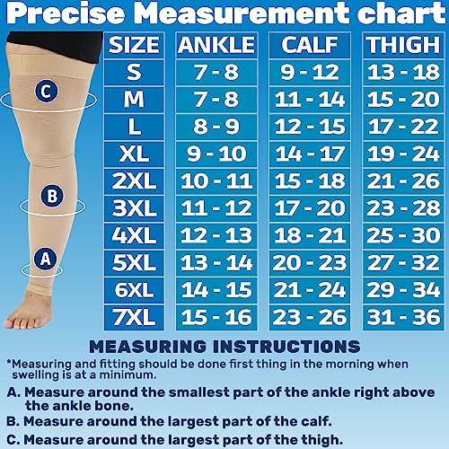 Image of ABSOLUTE SUPPORT 6XL Plus Size Compression Footless Stockings 20-30mmHg - Extra Large Unisex Opaque Compression Support Sleeve for Pregnancy, Diabetic, Sclerotherapy, Arthritis - Beige, 6X-Large
