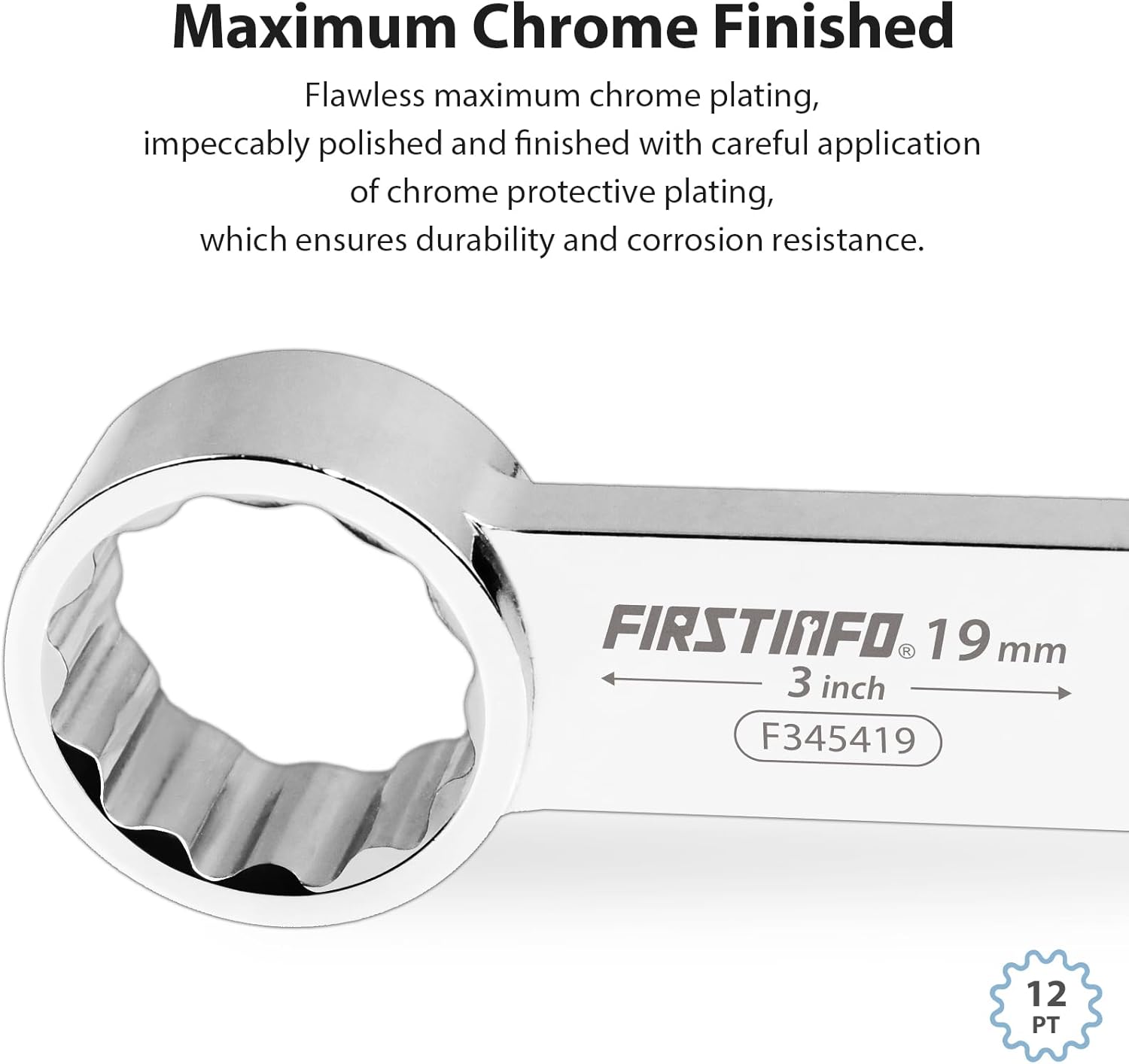 FIRSTINFO F3454 1/2-inch Drive Torque Adapter Set,12-Point Box End,14 to 27 mm, Metric, 10-Piece with Taiwan Premium Chrome Vanadium Steel Construction, Mechanic's Tray in Blow Case