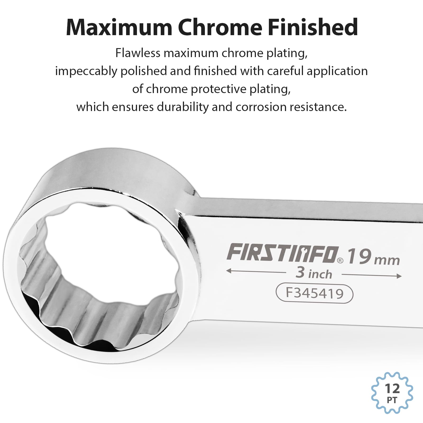 FIRSTINFO F3454 Zestaw adapterów momentu obrotowego 1/5.1 cm, 12-punktowa końcówka skrzynki, 14,15,16,17,18,19,21,22,24,27 mm, metryczny, 10-częściowy z konstrukcją CR-V | obudowa dmuchawa
