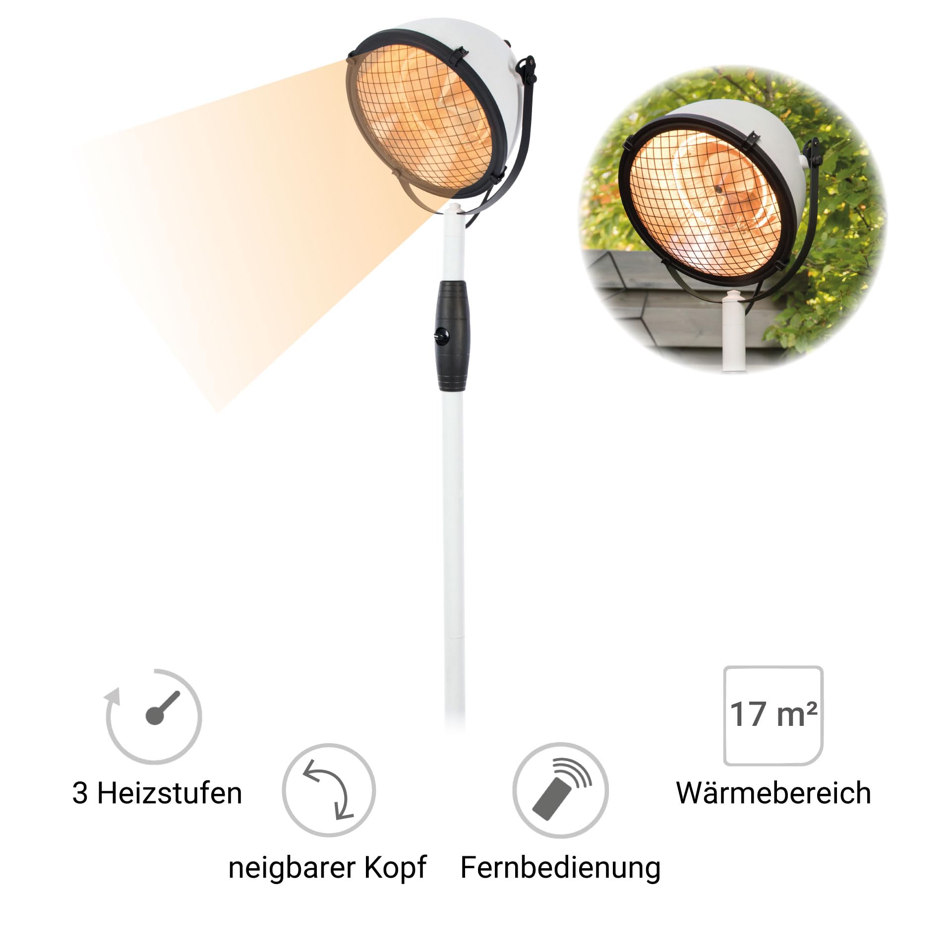 SUNRED Indus Bright stojący promiennik podczerwieni biały 2100 W biały