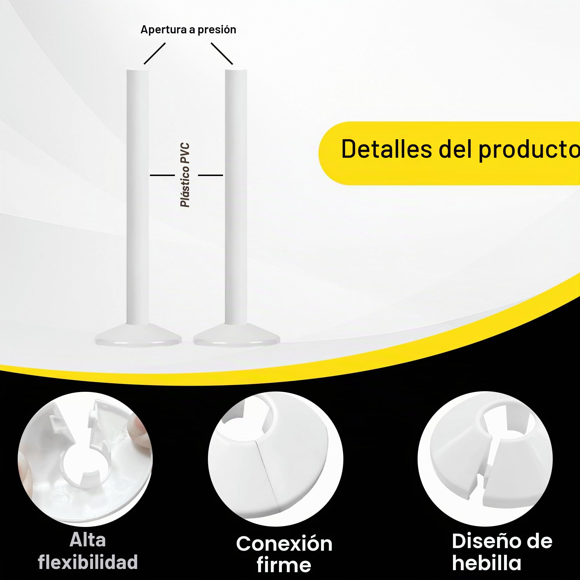 10 cubiertas de tubo de radiador y collares de tubería blancos de 200 mm x 15 mm, fundas de radiador gruesas de plástico de 15 mm
