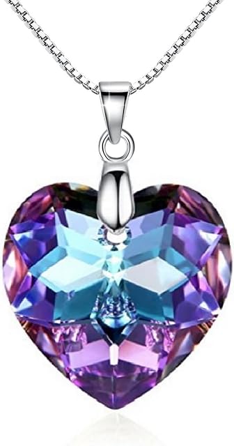 Crystalline Azuria Women 925 Sterling Silver Crystal Heart Pendant Necklace