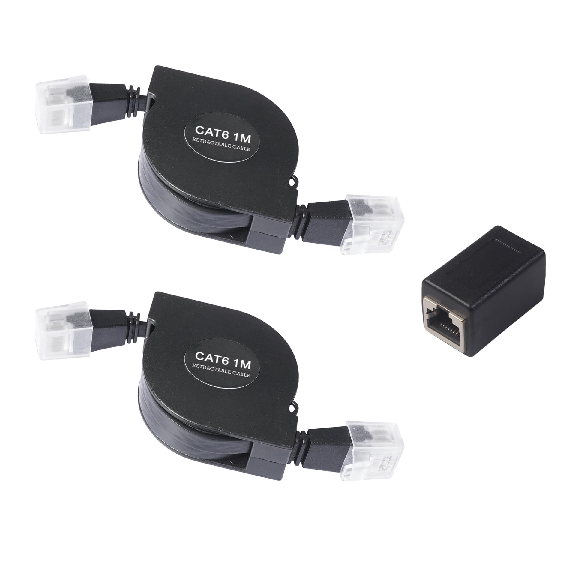 Cat6 einziehbares flaches Ethernet-Kabel, 91 cm, verwicklungsfreies und platzsparendes Cat-6-LAN-Kabel für Router, Laptop, Modem, 2 Stück