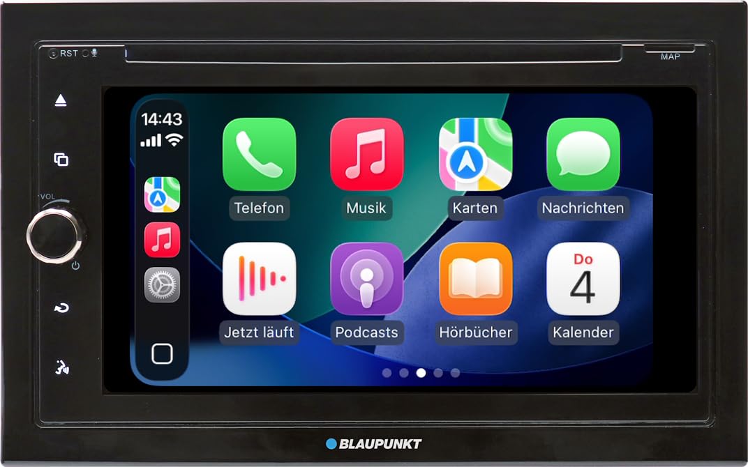 Blaupunkt Copenhagen 700 DAB mit PKW-Navigation, 2-DIN Car-Multimedia, 6,75 Zoll Touchscreen, CarPlay, Android Auto, DAB+, Bluetooth, CD/DVD, 2x USB, 1x Aux, SD, Rückfahrkamera, 180 Watt
