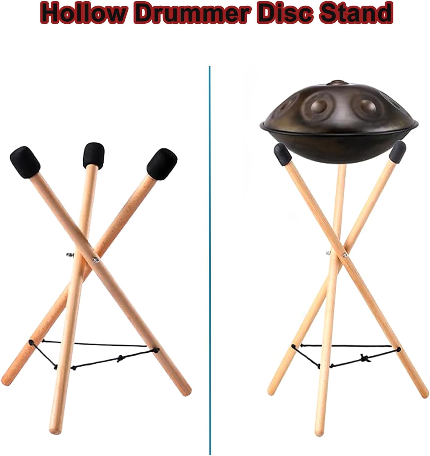 Handpan Drum Stand, Solid Wood Tongue Drum Bracket, Adjustable Tripod Structure Holder, Extendable Snare Holder Bracket for 12 to 22 Inch Percussion Instruments