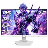 CRUA ゲーミングモニター 27インチ 240Hz WQHD(2560x1440) ディスプレイ HDMI2.0 & DP1.4 FreeSyncサポート ブルーライト軽減 傾斜調整 120%sRGB広色域対応 壁掛け対応
