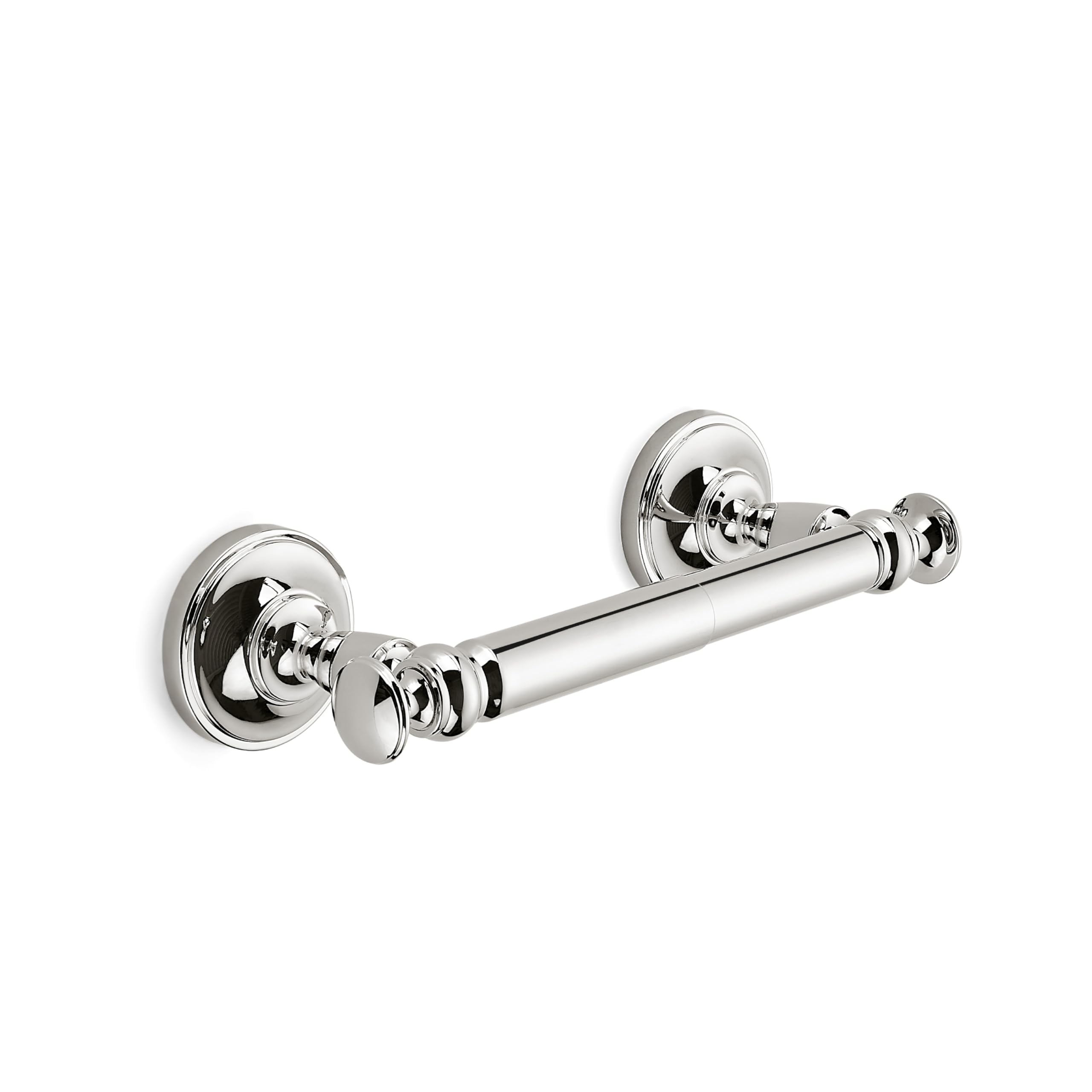 khtumeware Double Post Toilet Paper Holder Vibrant Polished Nickel Tissue Roll Holder for Bathroom Organization and Storage Single Double Toilet Tissue Holder Wall Bathroom Accessories (1-Pack)